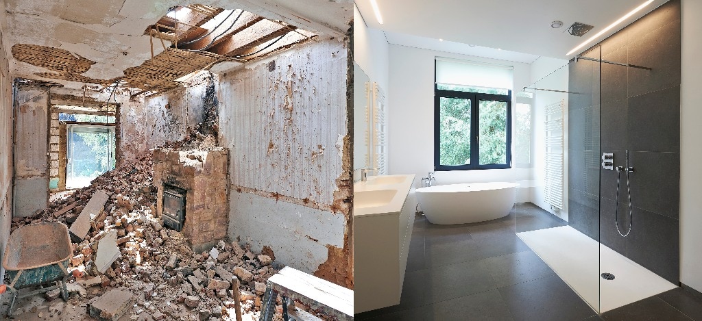 Renovation of a bathroom Before and after